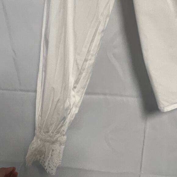 Joie One Shoulder Top Womens Medium Cotton Eyelet Ruffle Boho Romantic Coquette - Picture 4 of 8